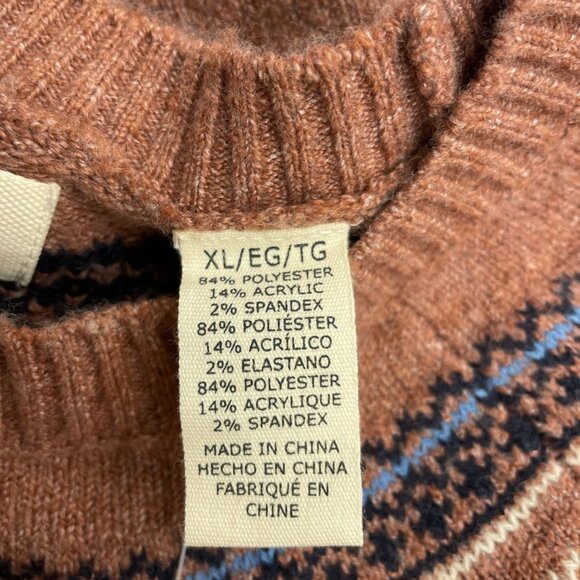 Weatherproof Vintage Copper Fair Isle Knit Sweater XL Women's Pullover M0211 - Picture 6 of 9